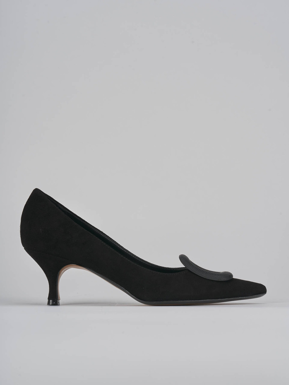 Décolleté e slingback tacco 5cm camoscio nero