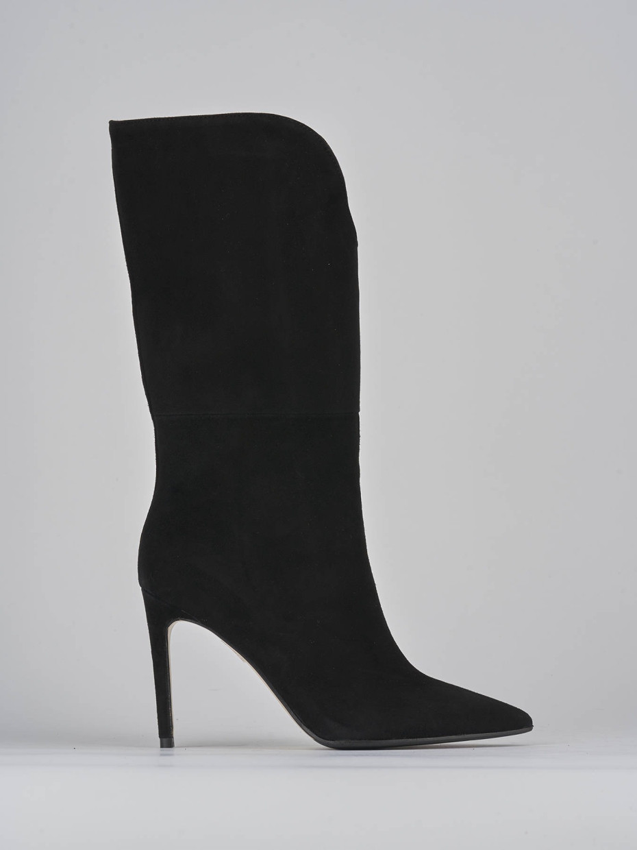 High heel boots heel 11 cm black suede