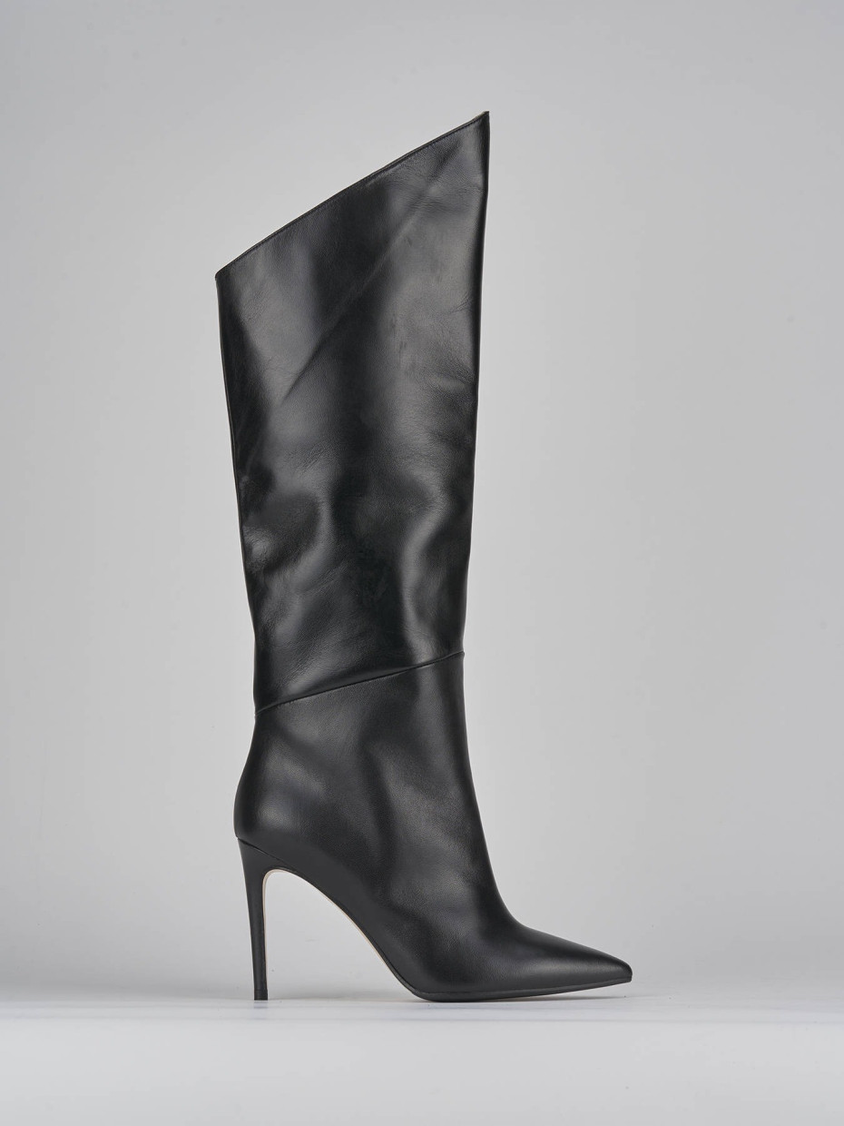 High heel boots heel 11 cm black leather