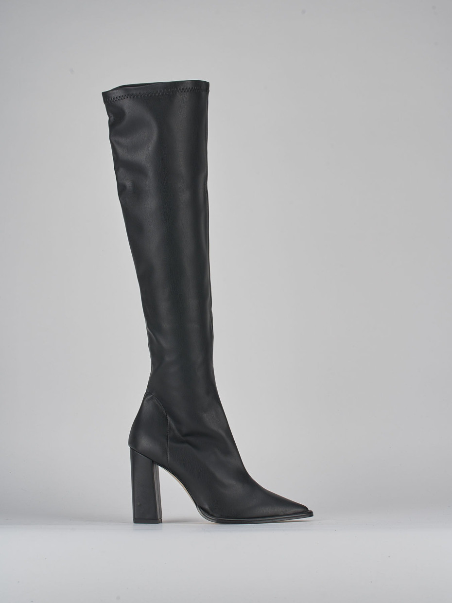 High heel boots heel 9 cm black leather