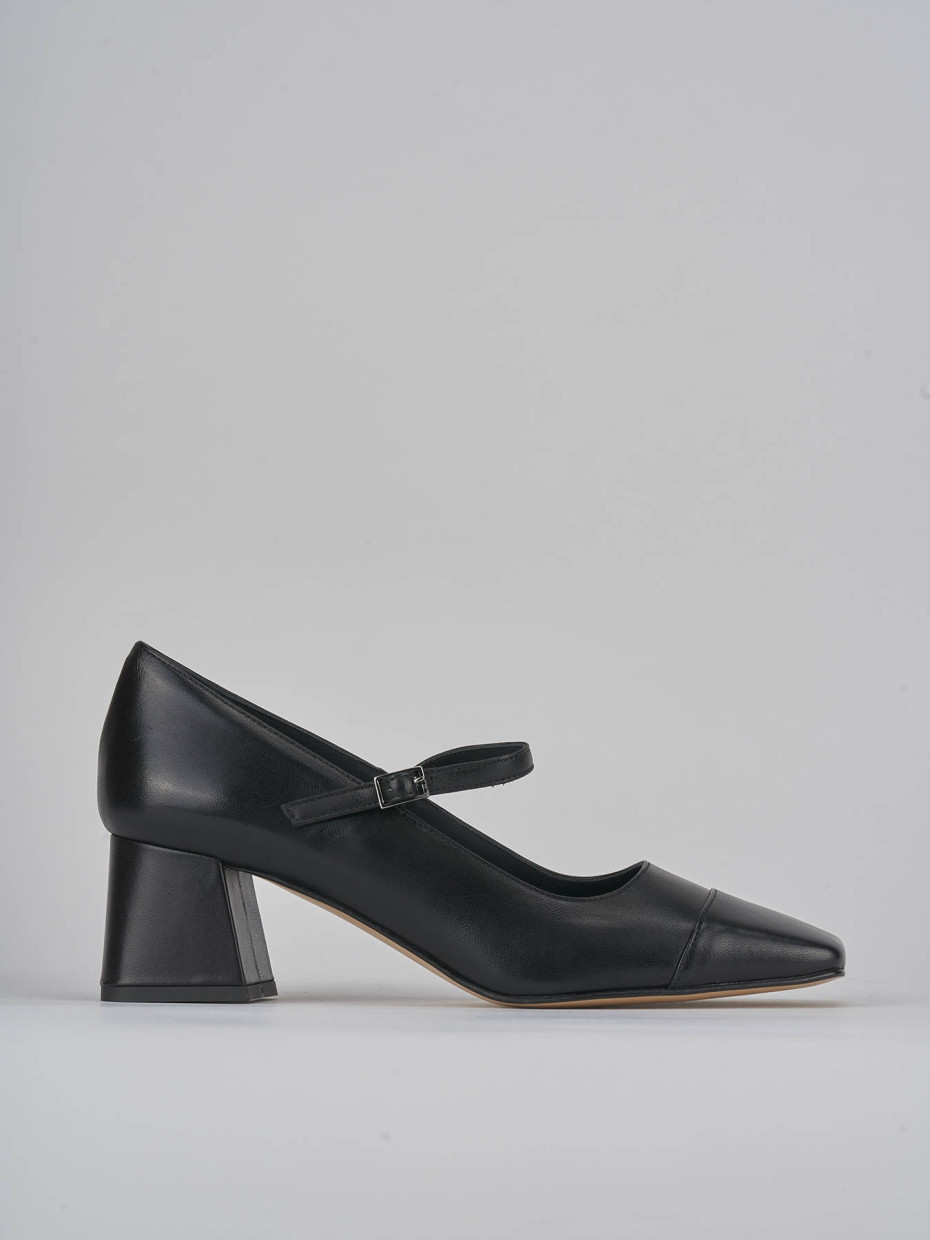 Décolleté e slingback tacco 5cm pelle nero