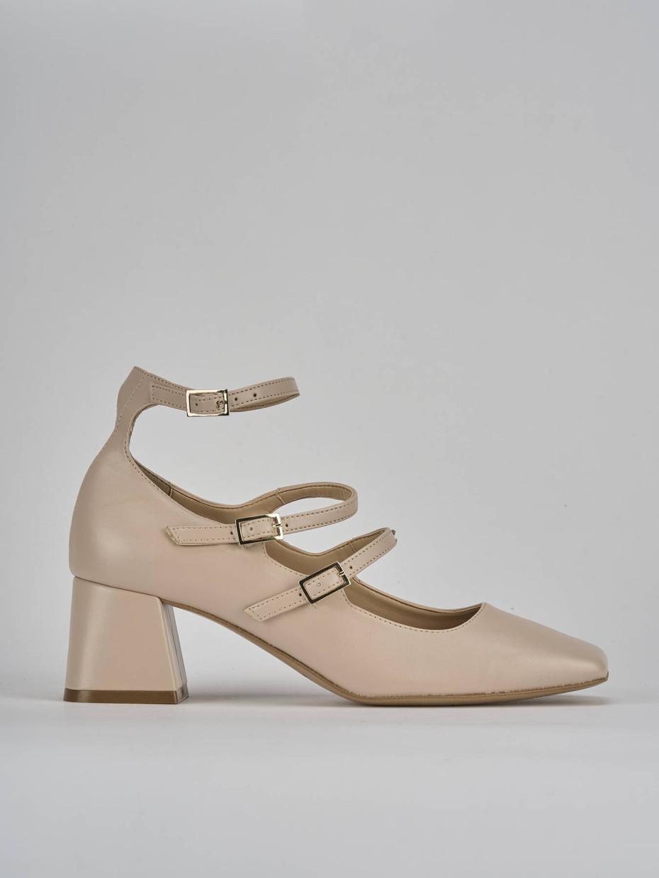 Décolleté e slingback tacco 6cm pelle beige