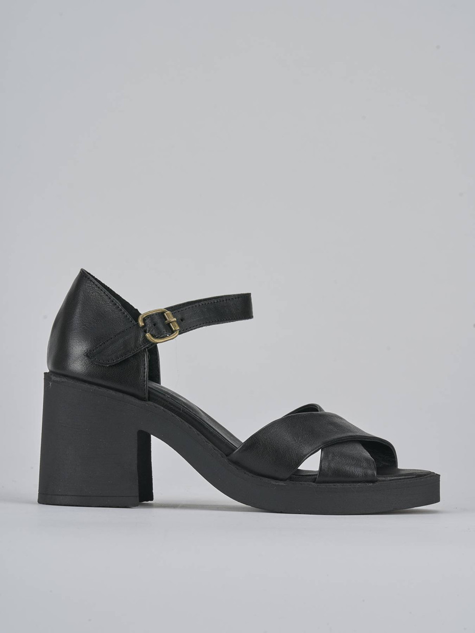 Sandali tacco 7cm pelle nero