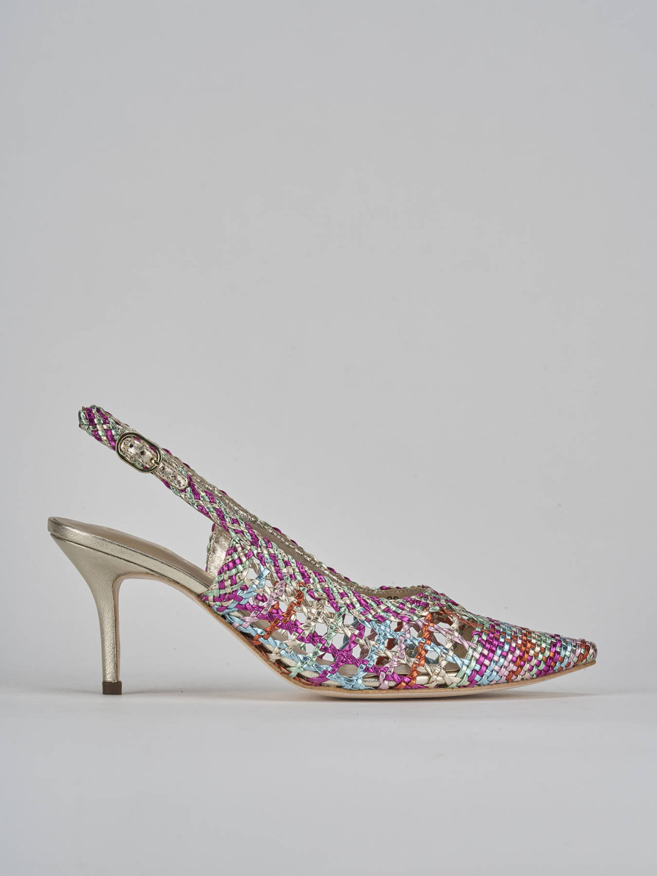 Décolleté e slingback tacco 7cm pelle multicolor