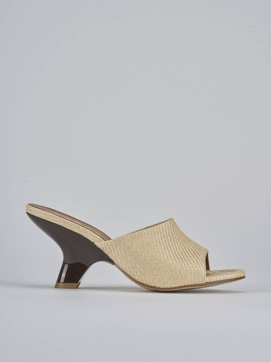 Ciabatte tacco 8cm pelle beige