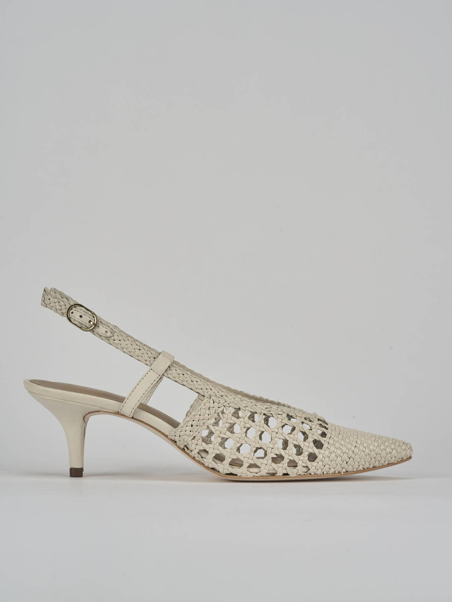 Décolleté e slingback tacco 5cm pelle bianco