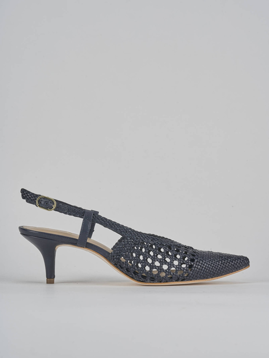 Décolleté e slingback tacco 5cm pelle blu