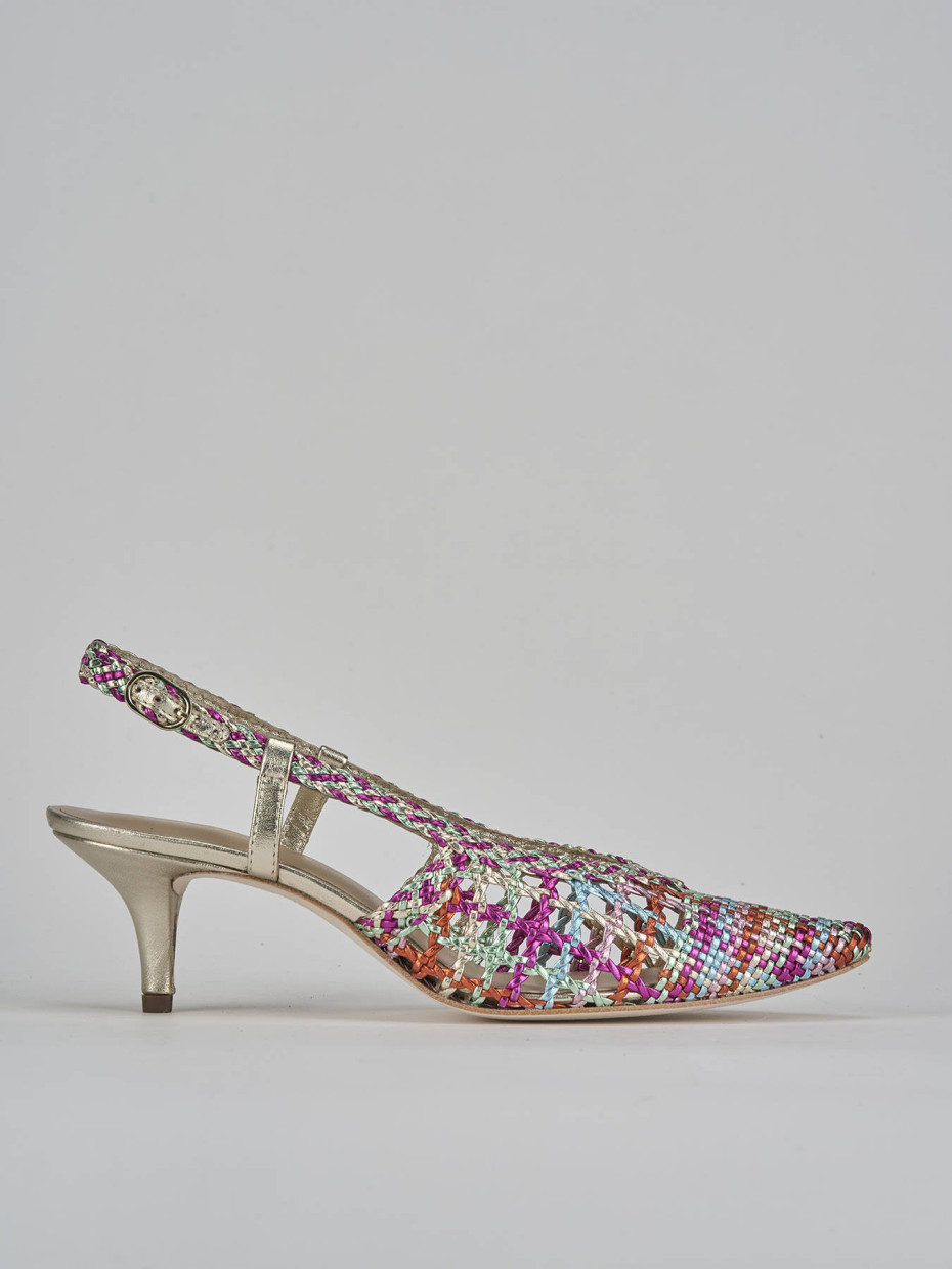 Décolleté e slingback tacco 5cm pelle multicolor