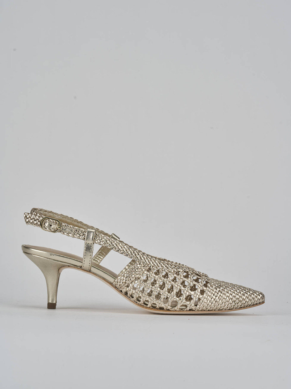 Décolleté e slingback tacco 5cm pelle oro