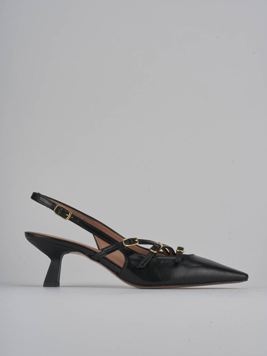 Décolleté e slingback tacco 6cm pelle nero