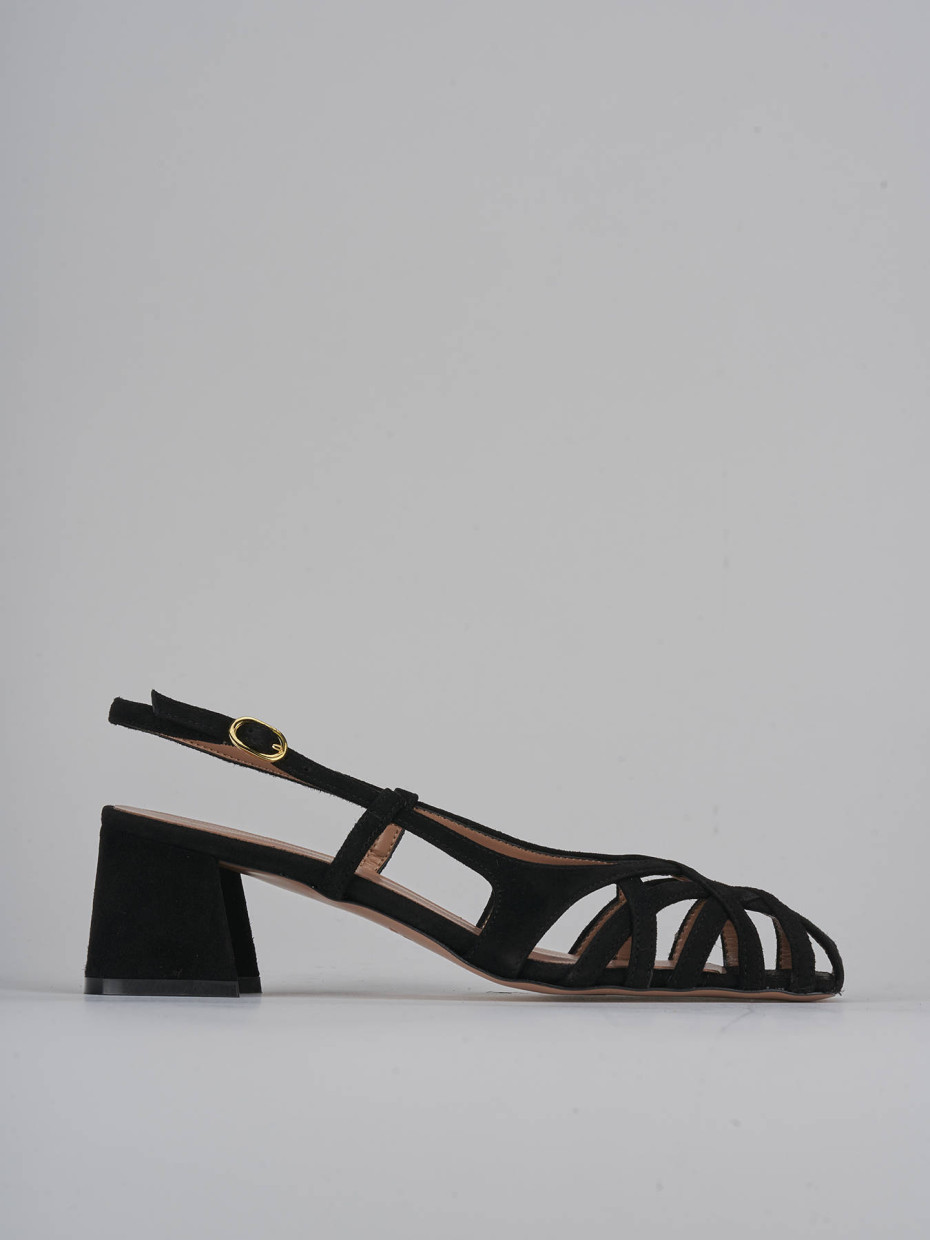 Décolleté e slingback tacco 6cm camoscio nero