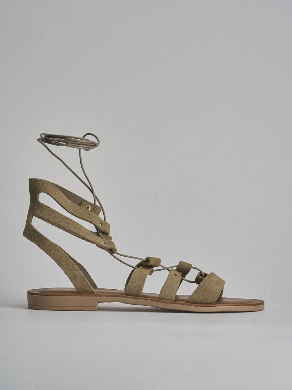 Sandalo tacco 1 cm beige camoscio