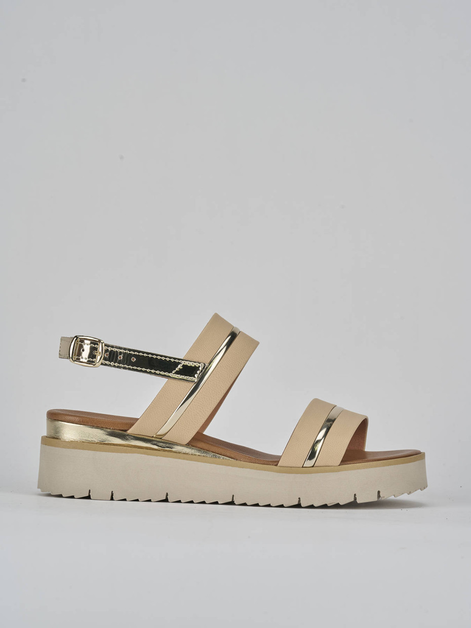 Sandali tacco 3cm pelle beige