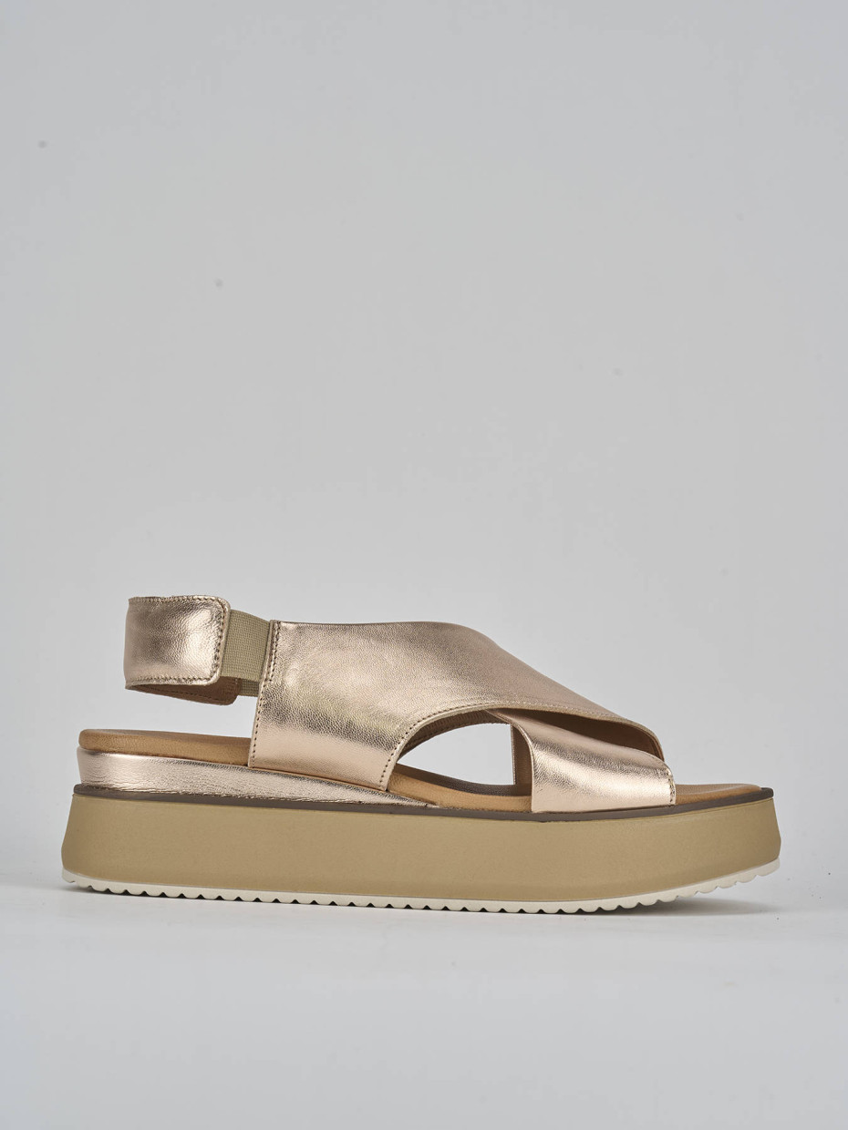 Sandali zeppa tacco 4cm pelle bronzo