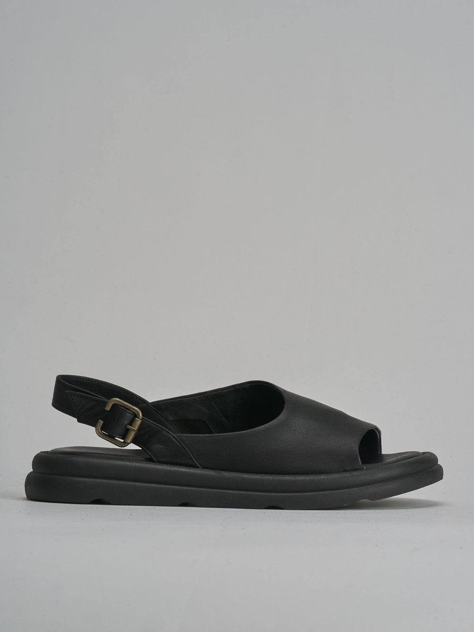 Sandali zeppa tacco 3cm pelle nero