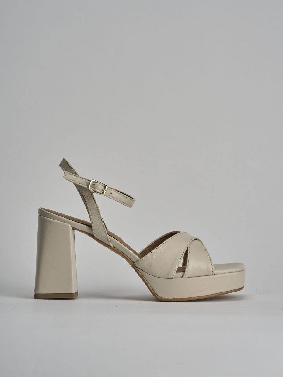 Sandalo tacco 8 cm bianco pelle