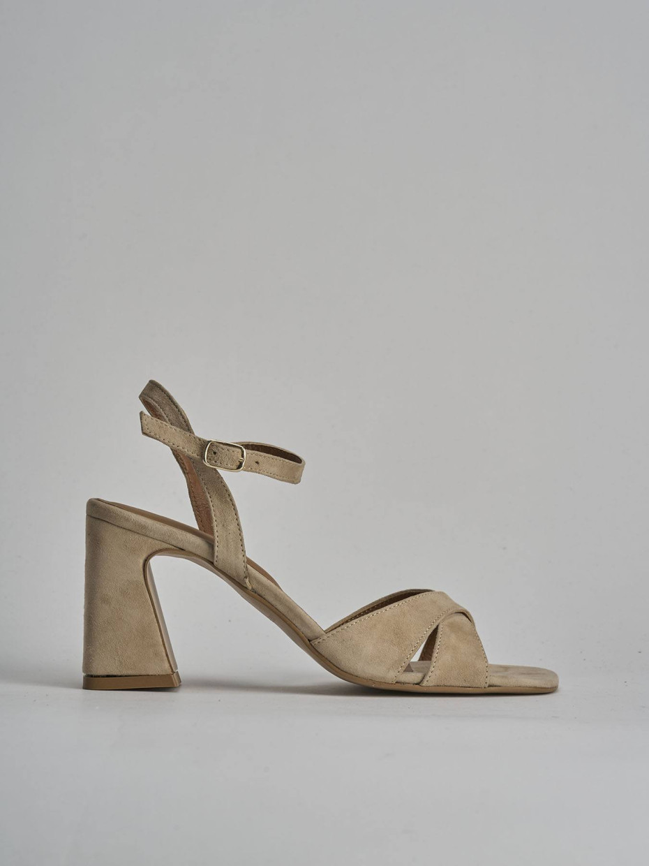 Sandalo tacco 8 cm beige camoscio