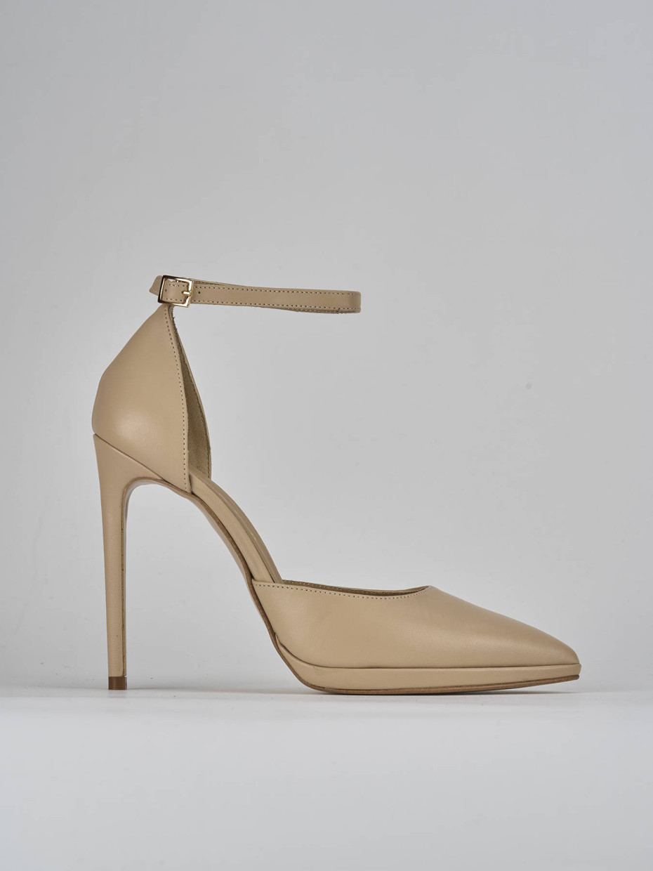 Décolleté e slingback tacco 11cm pelle marrone