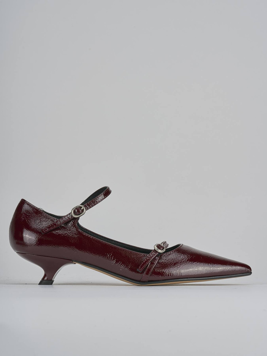 Décolleté e slingback tacco 4cm vernice bordo'