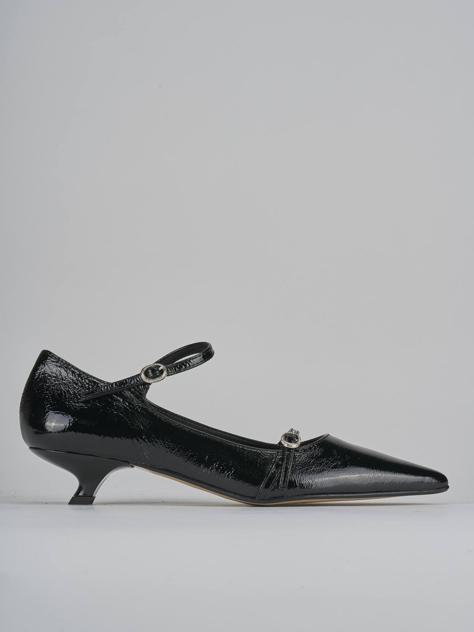 Décolleté e slingback tacco 4cm vernice nero