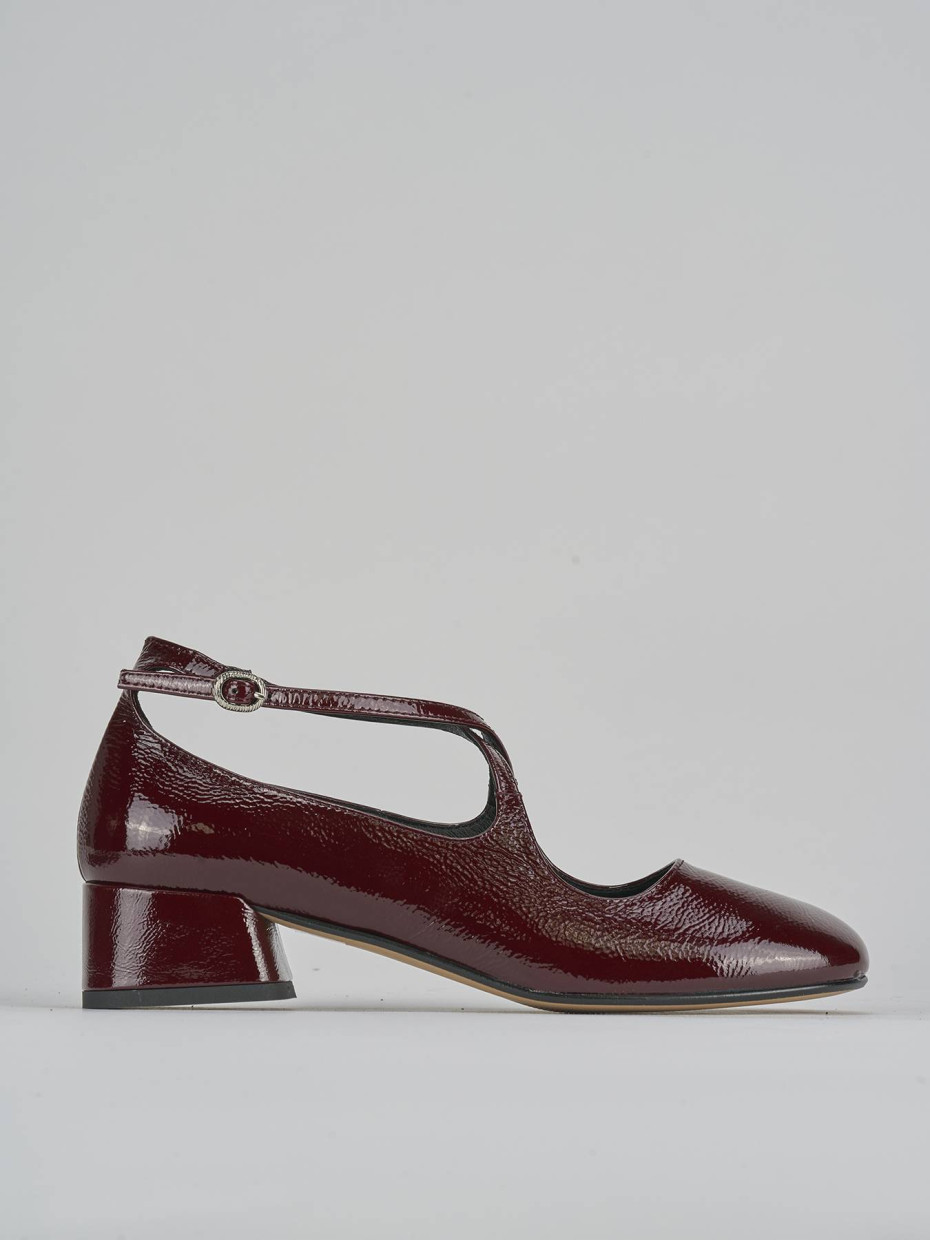 Décolleté e slingback tacco 4cm vernice bordo'