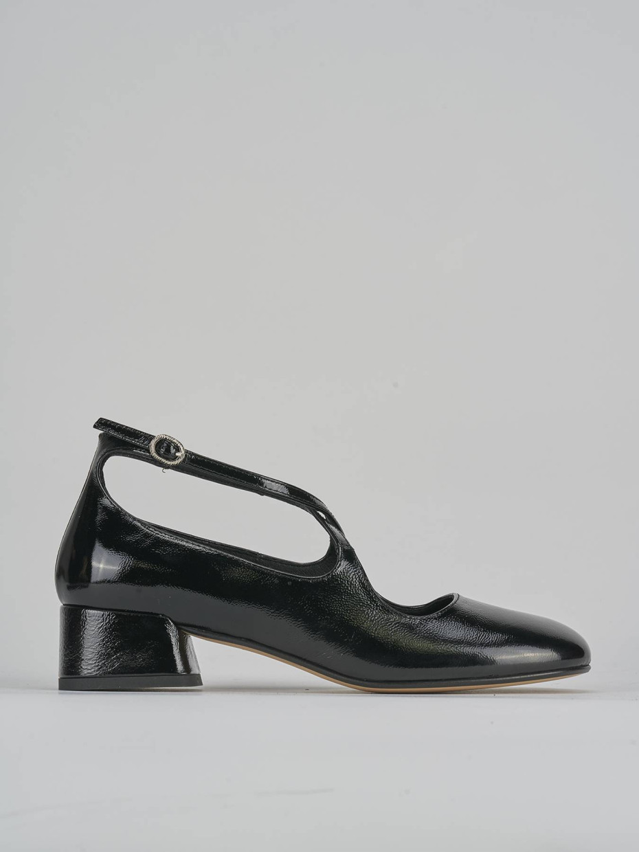 Décolleté e slingback tacco 4cm vernice nero