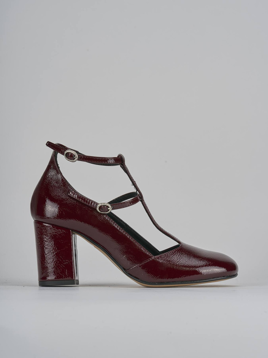 Décolleté e slingback tacco 8cm vernice bordo'