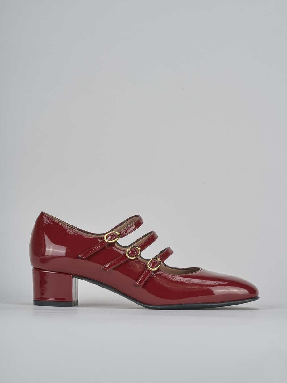 Décolleté e slingback tacco 4cm vernice bordo'