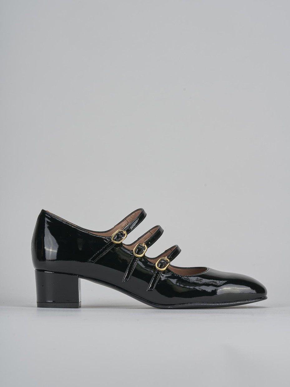 Décolleté e slingback tacco 4cm vernice nero