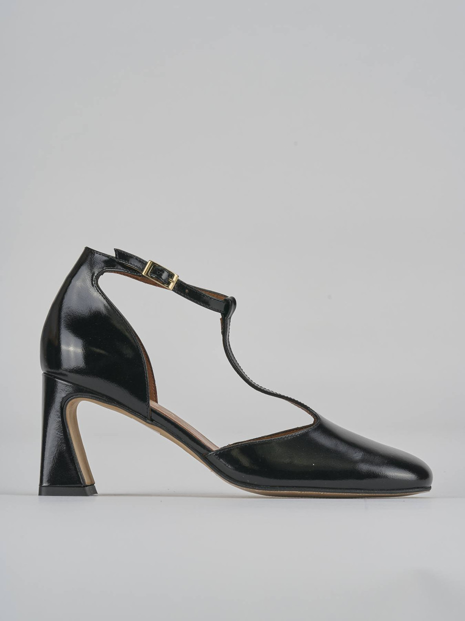 Décolleté e slingback tacco 7cm pelle nero