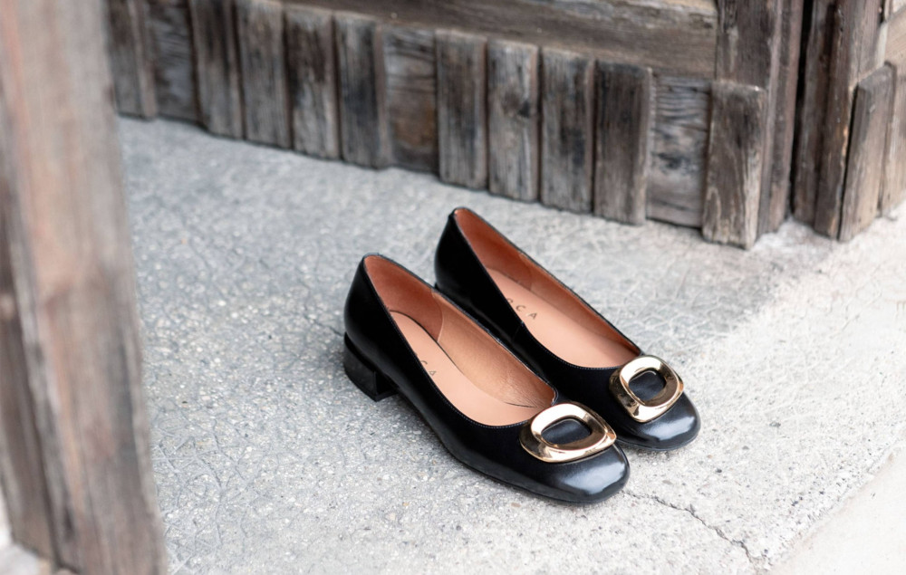 Ballerine tacco 2cm pelle nero