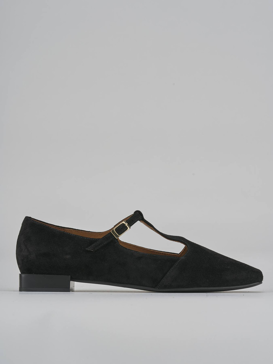 Ballerine tacco 1cm camoscio nero