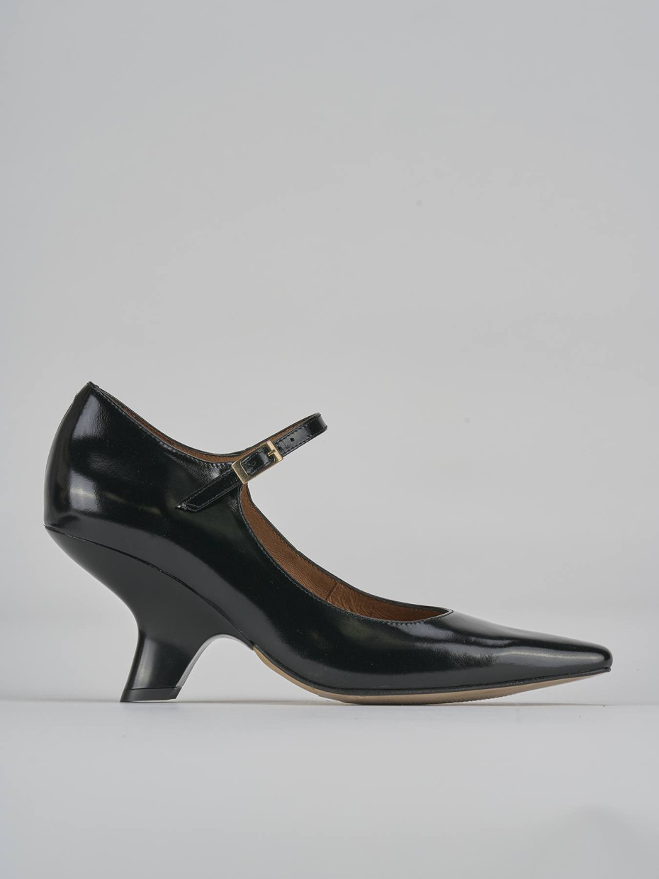 Décolleté e slingback tacco 6cm pelle nero