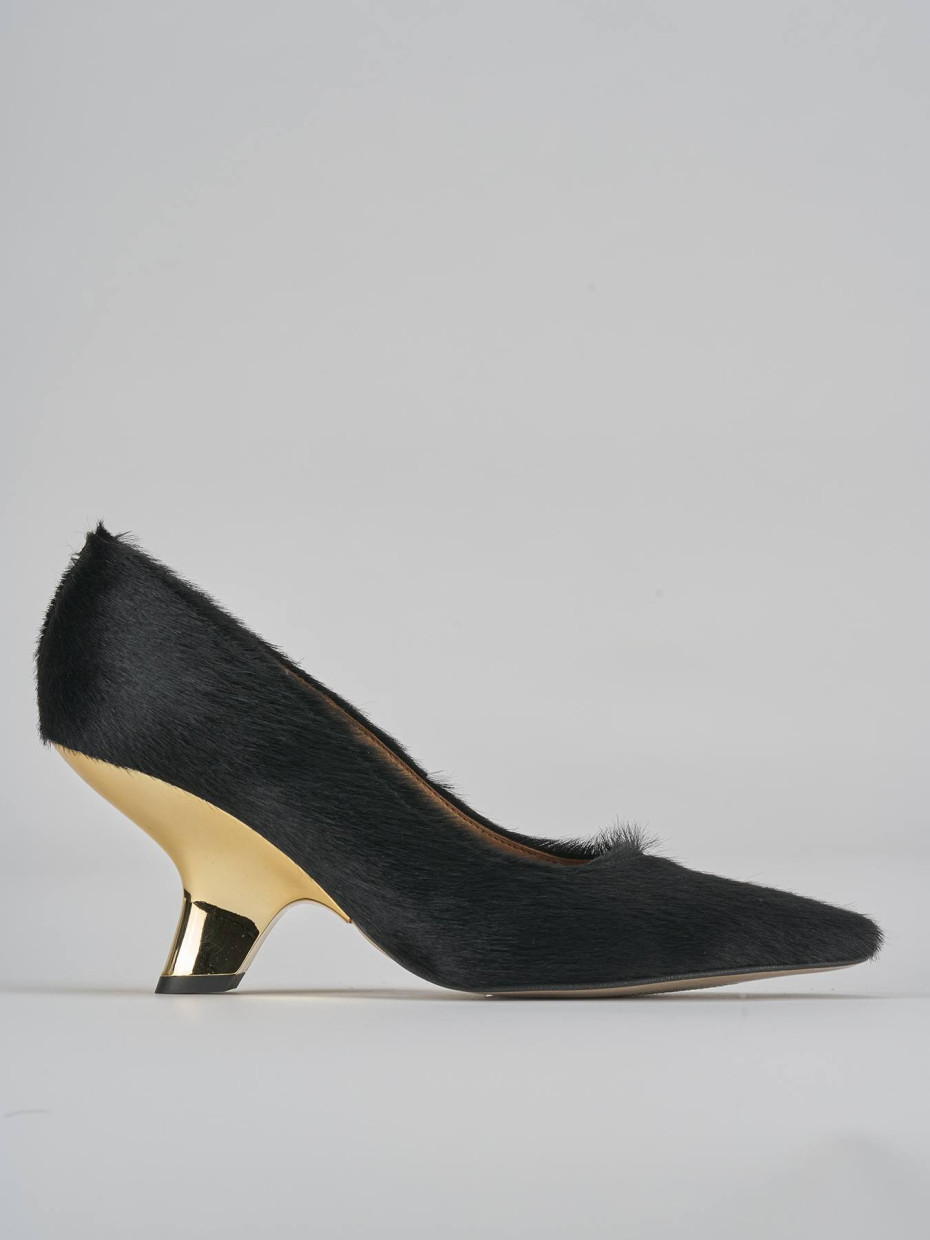 Décolleté e slingback tacco 6cm pelle nero