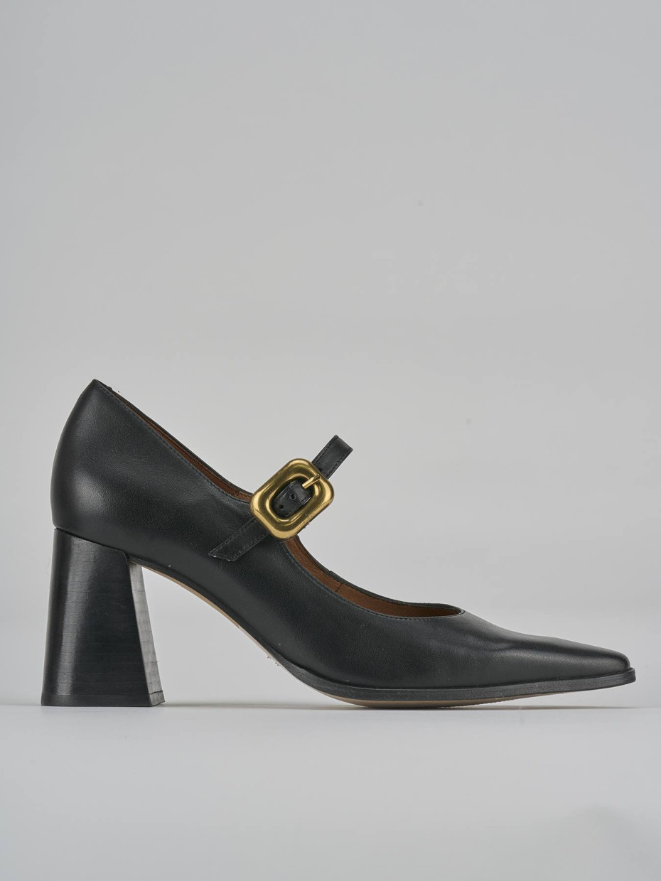 Décolleté e slingback tacco 7cm pelle nero