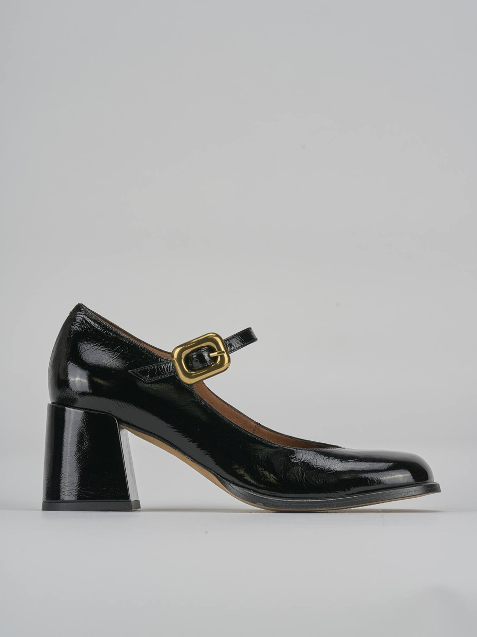 Décolleté e slingback tacco 6cm vernice nero