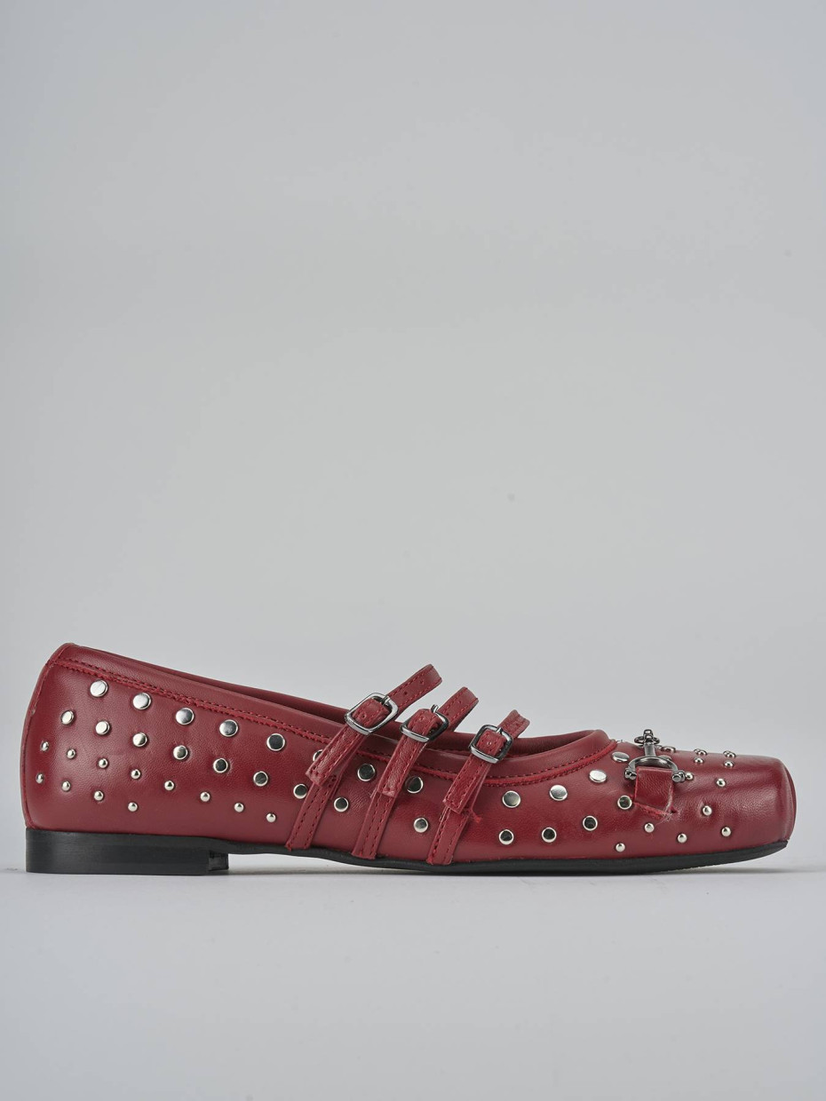 Ballerine tacco 1cm pelle rosso