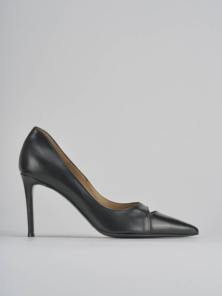 Décolleté e slingback tacco 7cm pelle nero