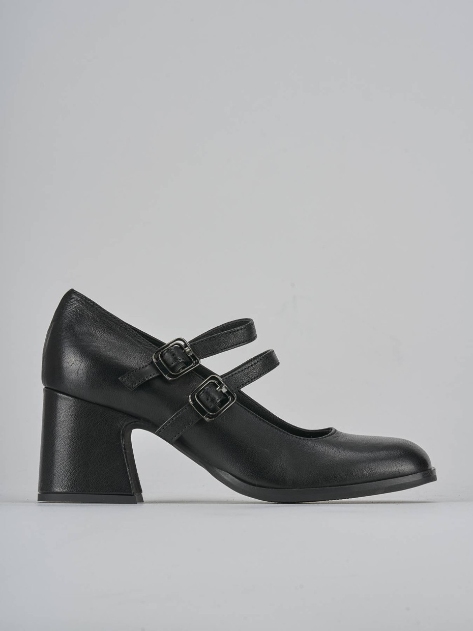 Décolleté e slingback tacco 7cm pelle nero