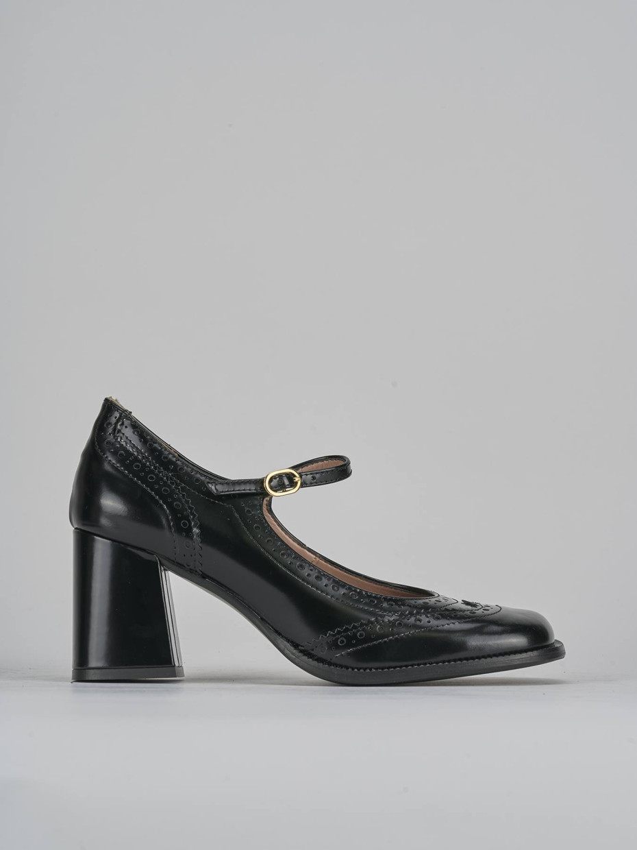 Décolleté e slingback tacco 8cm pelle nero