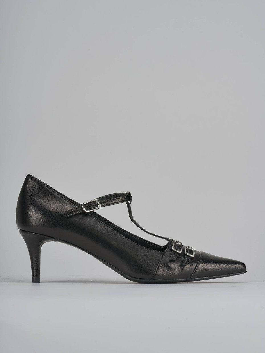 Décolleté e slingback tacco 5cm pelle nero