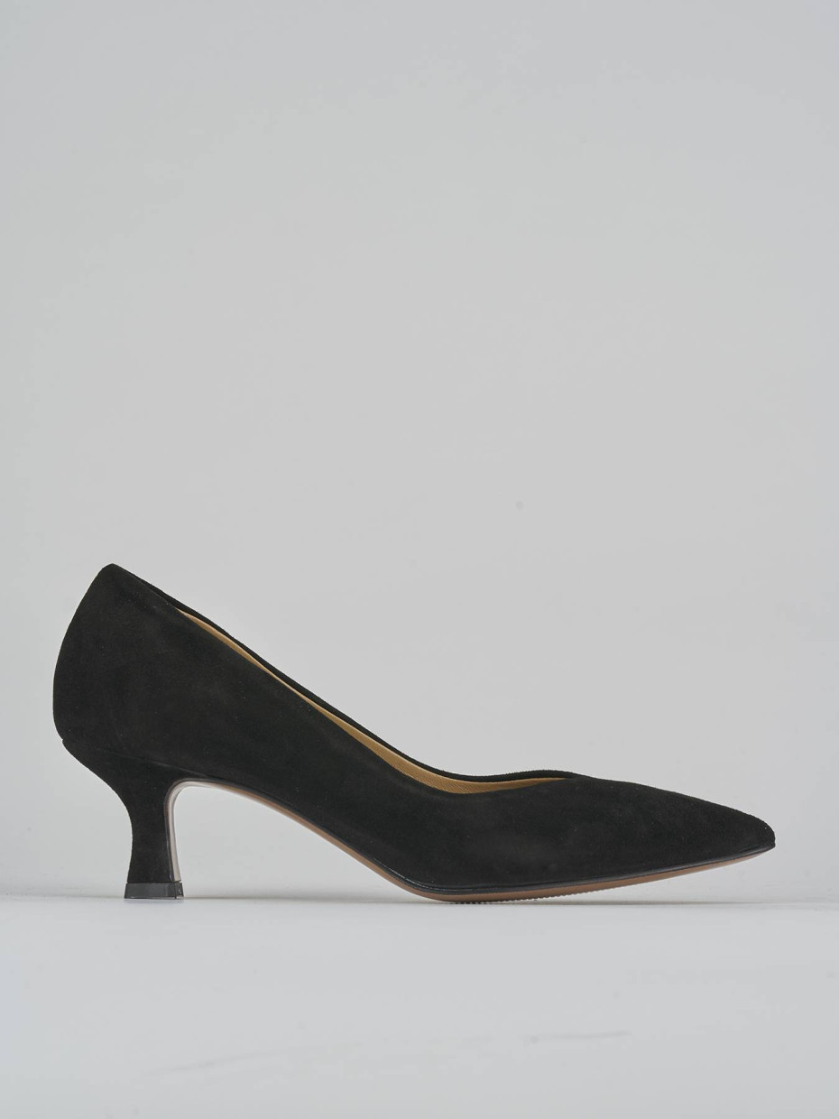 Décolleté e slingback tacco 5cm camoscio nero