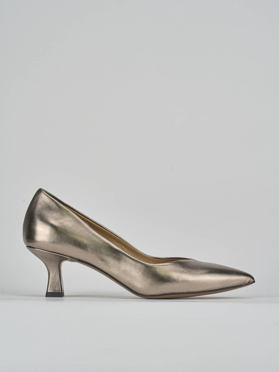 Décolleté e slingback tacco 5cm laminato oro