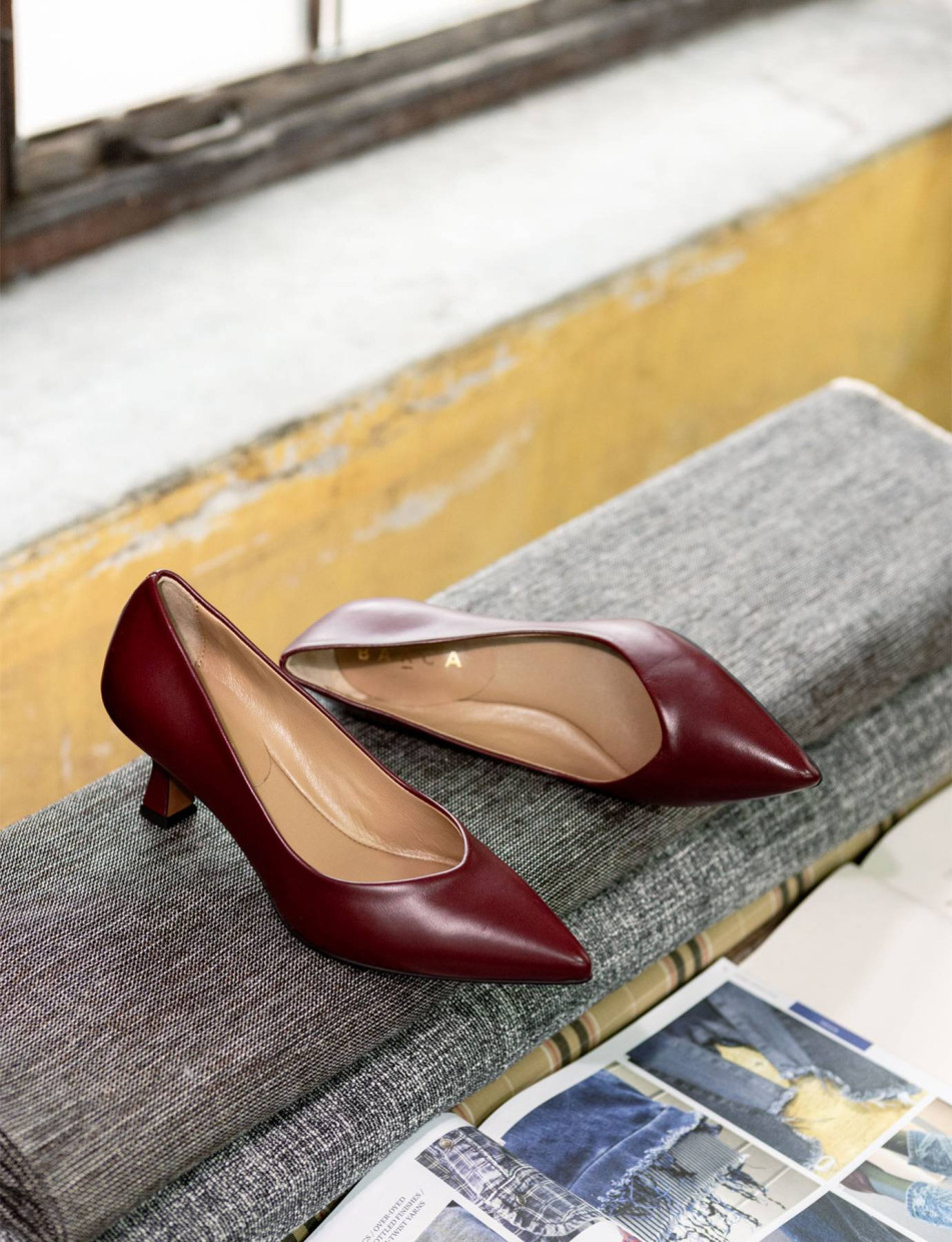 Décolleté e slingback tacco 5cm pelle bordo'