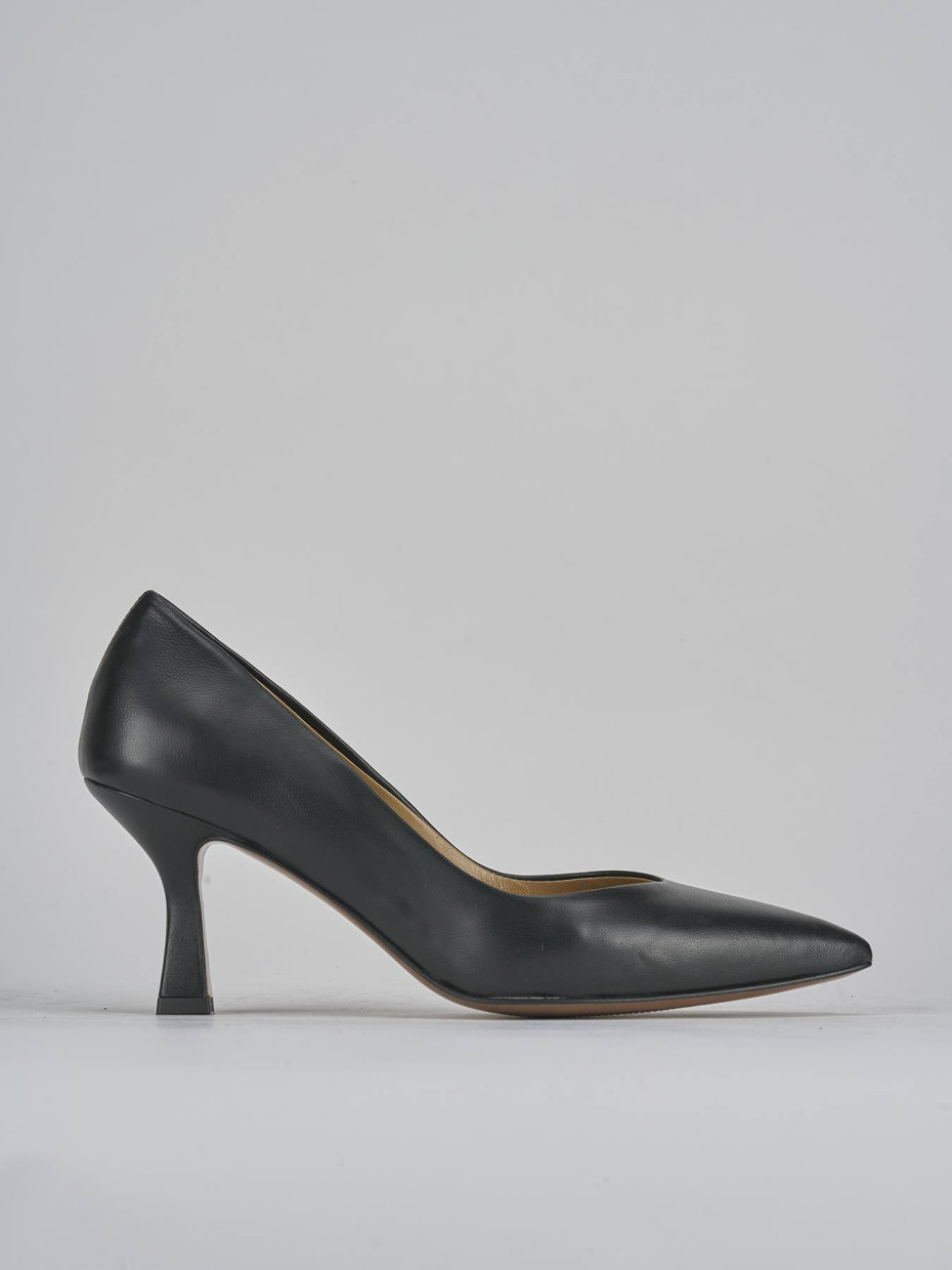 Décolleté e slingback tacco 7cm pelle nero