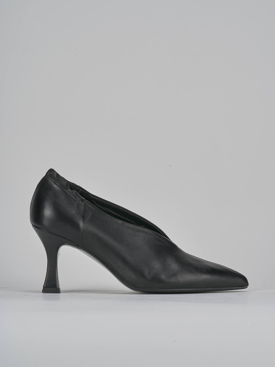 Décolleté e slingback tacco 7cm pelle nero