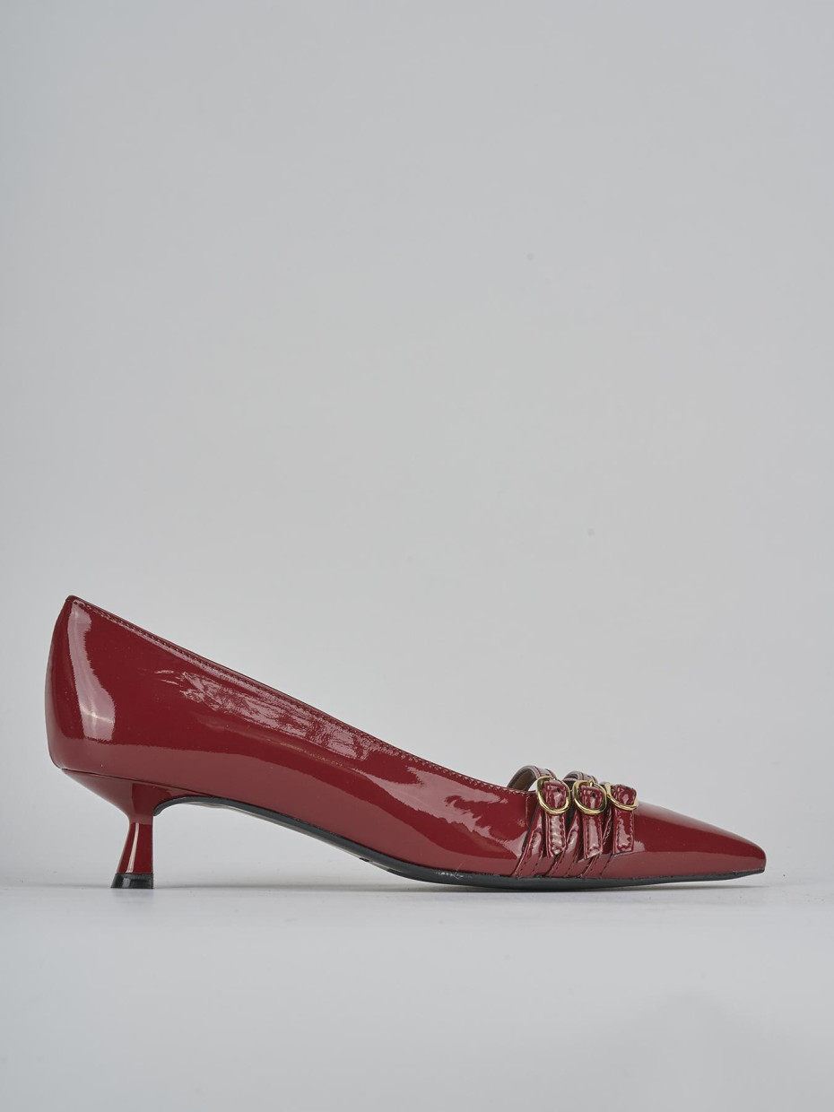 Décolleté e slingback tacco 5cm vernice bordo'