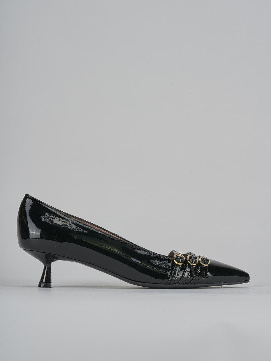 Décolleté e slingback tacco 5cm vernice nero