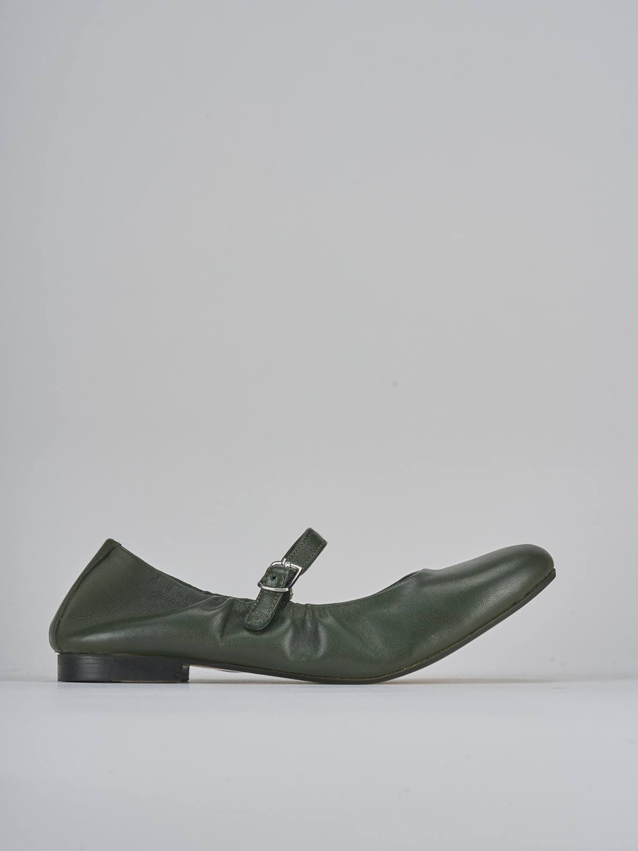 Ballerine tacco 1cm pelle verde