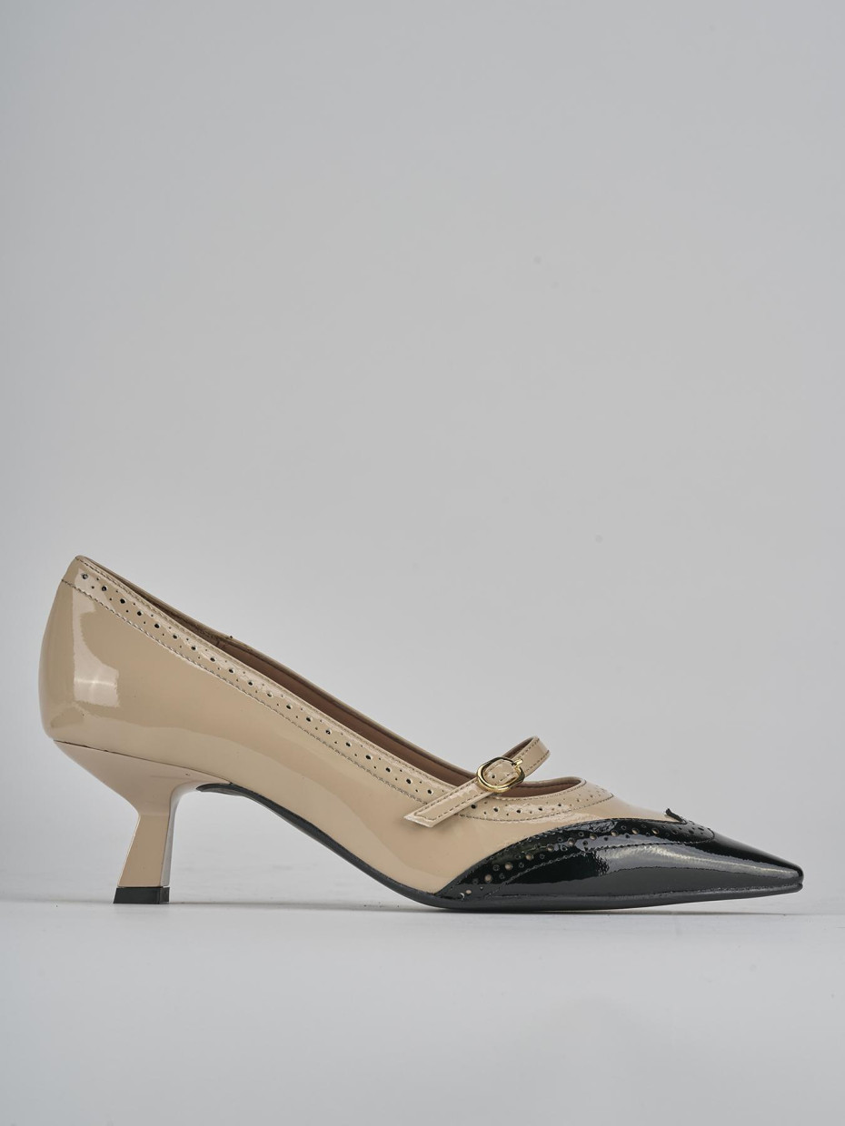 Décolleté e slingback tacco 6cm vernice beige